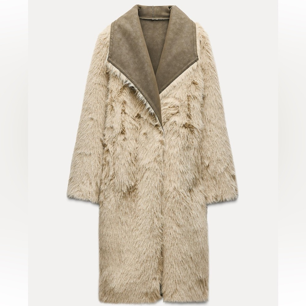 ZARA DOUBLE-FACED REVERSIBLE LONG COAT - Picture 3 of 5